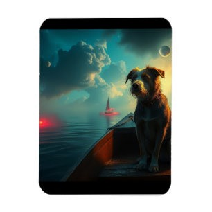 Hund auf Boot Magnet