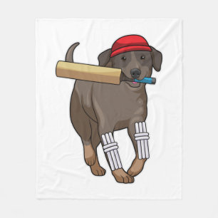 Hund auf Cricket mit Cricket-Fledermaus Fleecedecke