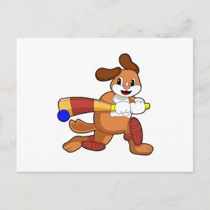 Hund auf Cricket mit Cricket-Fledermaus Postkarte