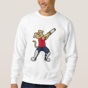 Hund auf Cricket mit Cricket-Fledermaus Sweatshirt