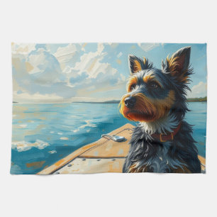 Hund auf einem Boot Geschirrtuch