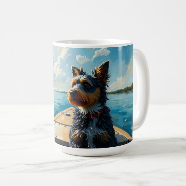 Hund auf einem Boot Kaffeetasse (VorderseiteRechts)