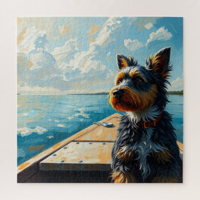 Hund auf einem Boot Puzzle (Vertikal)