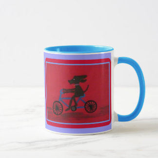 Hund auf einer Fahrradwecker-Tasse Tasse