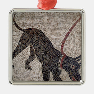 Hund auf einer Leine, von Pompeji Silbernes Ornament