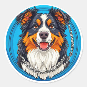 Hund auf grünem Hintergrund Runder Aufkleber