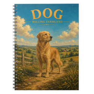 Hund auf rollendem Ackerland Watercolor GeoSaga Notizblock