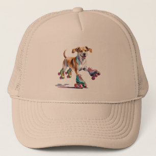 Hund auf Roller Skate Wasserfarbe Truckerkappe