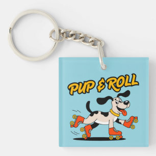 Hund auf Rollschuhen Pup & Roll Schlüsselanhänger