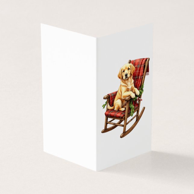 Hund auf Schaukelstuhl Weihnachtskarte (Vorderseite)