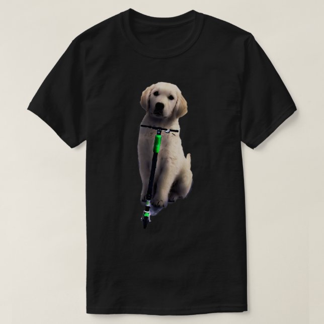 Hund auf Scooter T-Shirt (Design vorne)