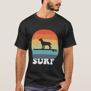 Hund auf Surfbrett Surfen Brett Surfer Hund Retro T-Shirt