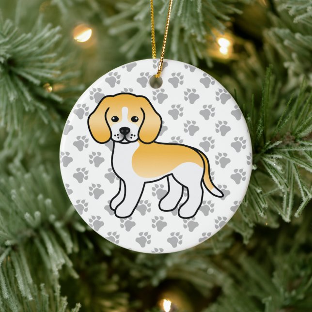 Hund aus Lemon und Weißem Beagle mit benutzerdefin Keramik Ornament (Baum)