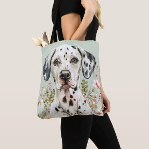HUND AUS SCHWARZEM DALMATINER MIT WILDBLUMEN