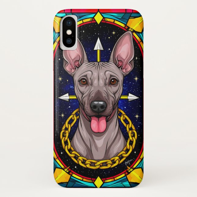 Hund aus sonnengebastetem Glas mit sternigem Hinte Case-Mate iPhone Hülle (Rückseite)
