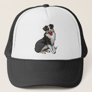 Hund - Australian Shepherd - Black Tri Truckerkappe