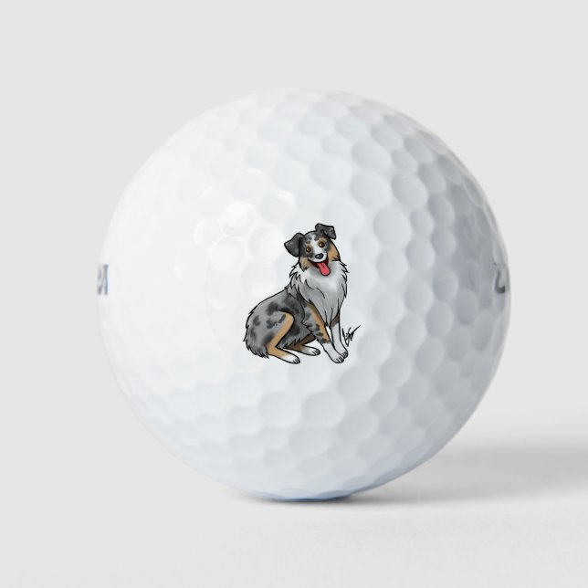 Hund - Australischer Schäferhund - Blue Merle Golfball (Vorderseite)