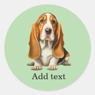 Hund, Basset Hound Portrait Vorlagen Runder Aufkleber