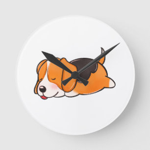 Hund, Beagle, Natur Runde Wanduhr