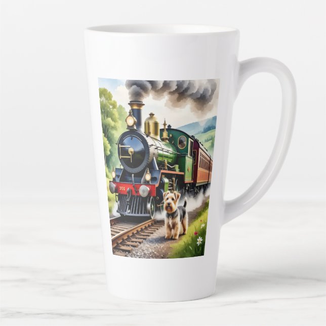 Hund begrüßt Dampflok Milchtasse (Rechts)