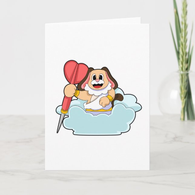 Hund bei Darts mit Dart Karte (Vorderseite)