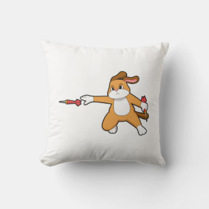 Hund bei Darts mit Dart.PNG Kissen