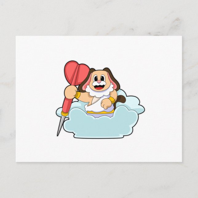 Hund bei Darts mit Dart Postkarte (Vorderseite)