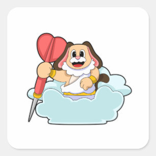 Hund bei Darts mit Dart Quadratischer Aufkleber