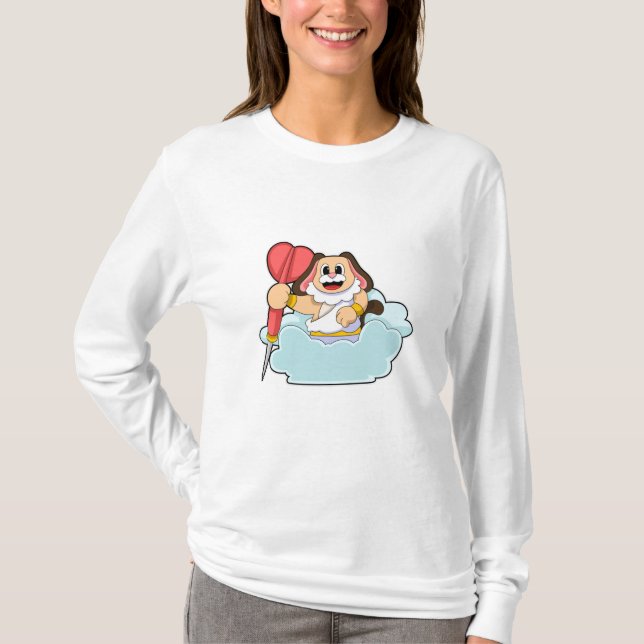 Hund bei Darts mit Dart T-Shirt (Vorderseite)