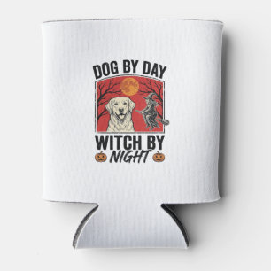 Hund bei Tag, Hexe bei Nacht Vintage Halloween Hun Dosenkühler