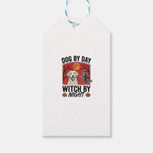 Hund bei Tag, Hexe bei Nacht Vintage Halloween Hun Geschenkanhänger