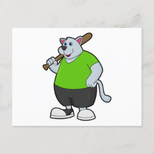 Hund beim Baseball mit Baseballschläger Postkarte