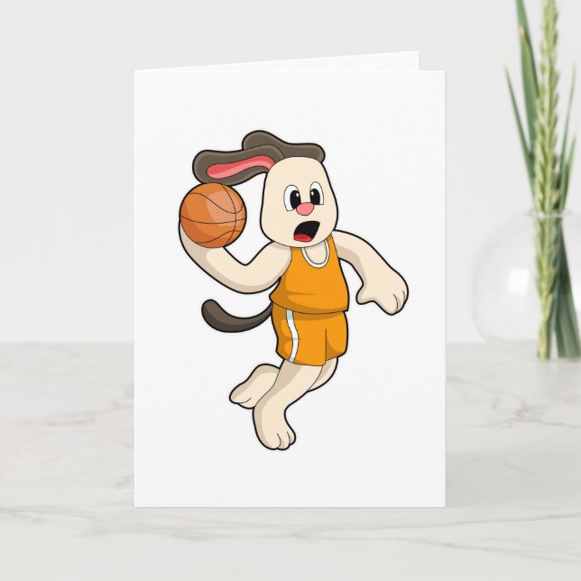 Hund beim Basketball-Sport Karte (Vorderseite)