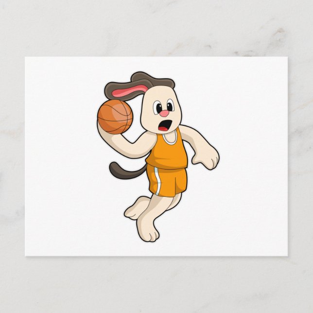 Hund beim Basketball-Sport Postkarte (Vorderseite)