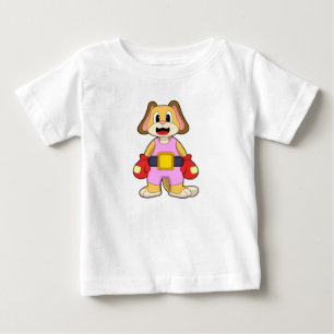 Hund beim Boxen mit Boxhandschuhen Baby T-shirt