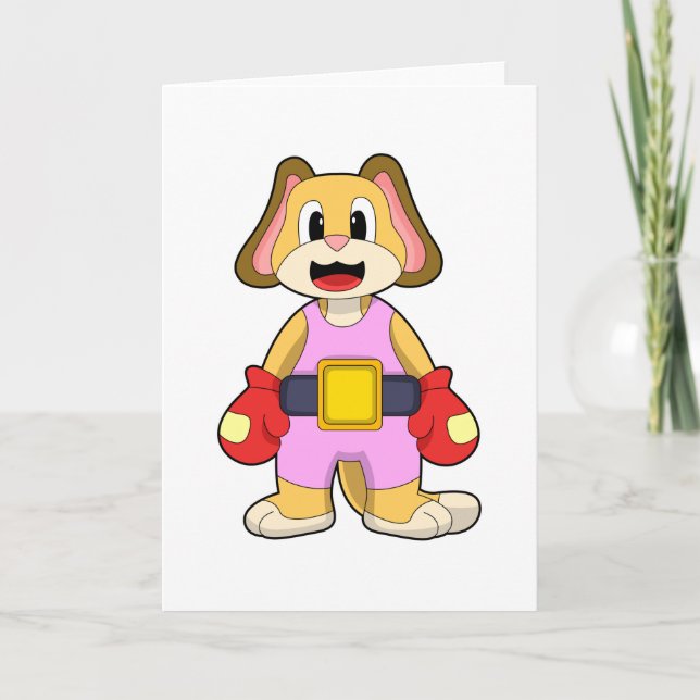 Hund beim Boxen mit Boxhandschuhen Karte (Vorderseite)