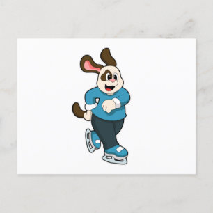 Hund beim Eislaufen mit Schlittschuhen Postkarte