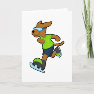 Hund beim Eislaufen mit Schwimmbrille Karte