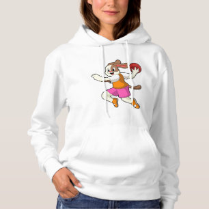 Hund beim Handballspieler mit Handball Hoodie