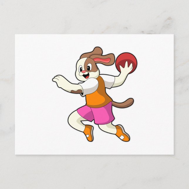 Hund beim Handballspieler mit Handball Postkarte (Vorderseite)