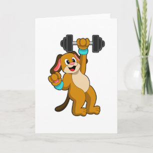 Hund beim Krafttraining mit Kurzhantel Karte