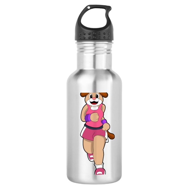 Hund beim Laufen Edelstahlflasche (Vorderseite)
