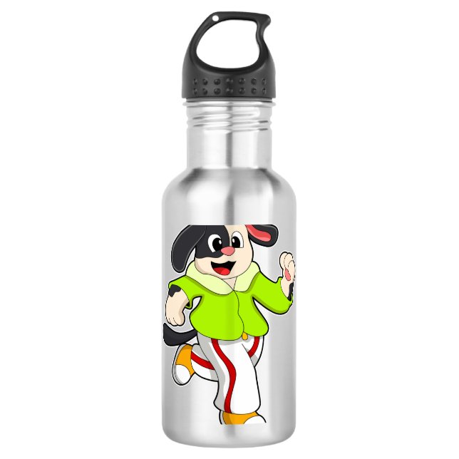 Hund beim Laufen Edelstahlflasche (Vorderseite)
