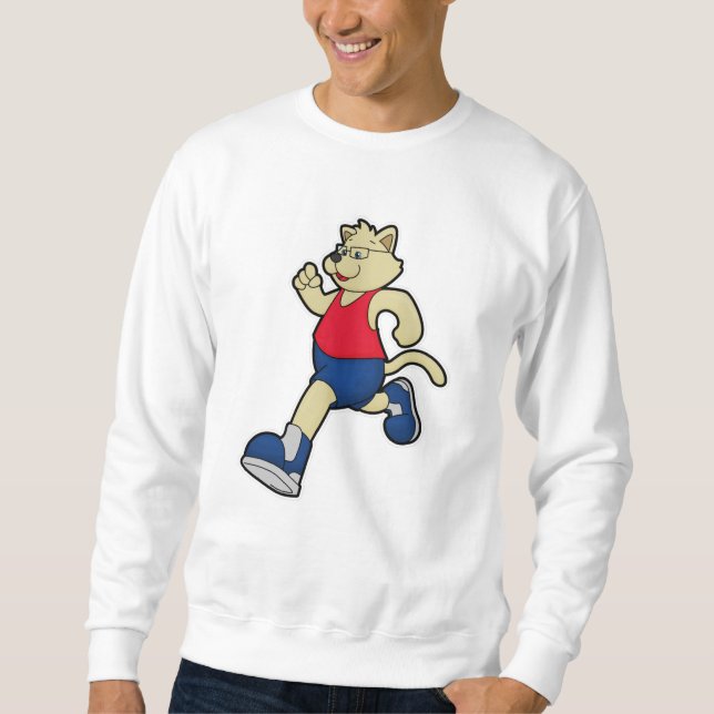 Hund beim Laufen mit Brille Sweatshirt (Vorderseite)