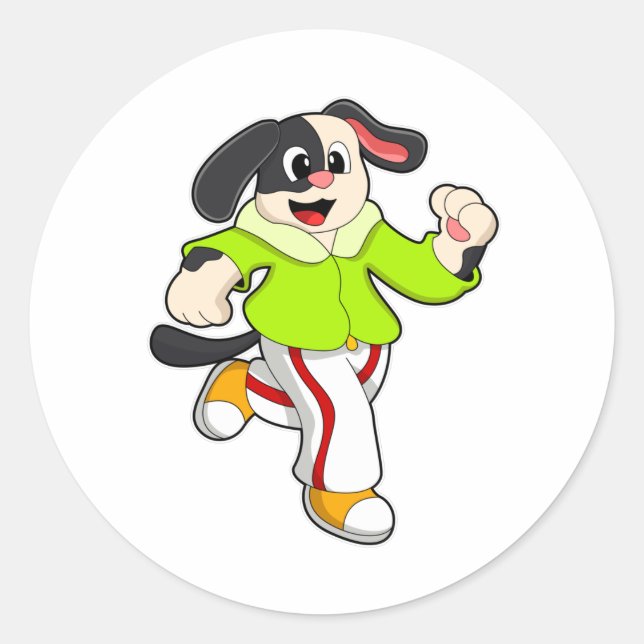 Hund beim Laufen Runder Aufkleber (Vorderseite)