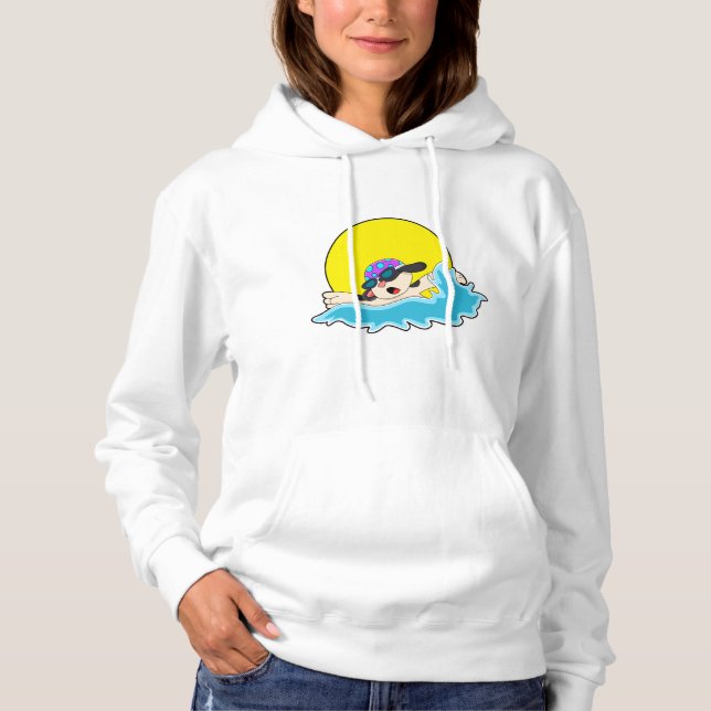 Hund beim Schwimmen mit Schwimmbrille Hoodie (Vorderseite)
