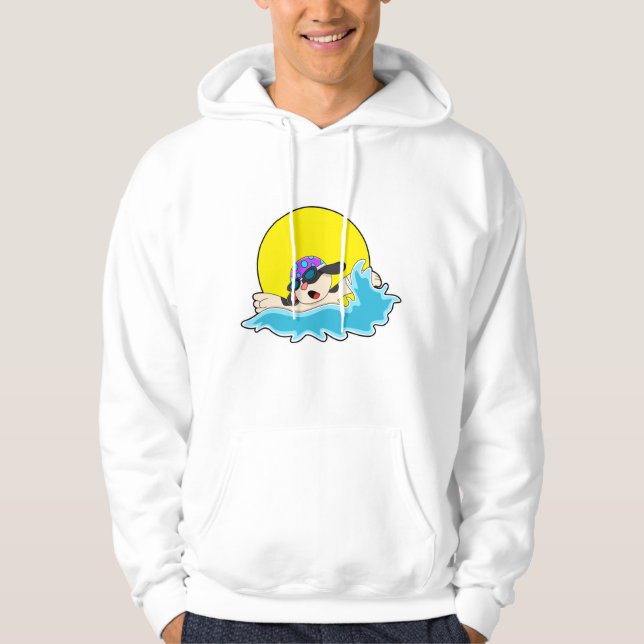 Hund beim Schwimmen mit Schwimmbrille Hoodie (Vorderseite)