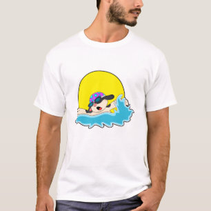 Hund beim Schwimmen mit Schwimmbrille T-Shirt