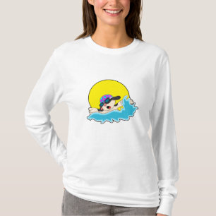 Hund beim Schwimmen mit Schwimmbrille T-Shirt