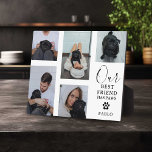 Hund Bester Freund' Foto Grid Keepake Geschenk Fotoplatte<br><div class="desc">Erstellen Sie Ihre eigene Foto-Plakette mit diesem modernen Bild-Gitter-Template. Laden Sie einfach Ihre eigenen Fotos hoch und passen Sie den Text an. Mit dem Titel "Unser bester Freund hat Paws",  einem niedlichen kleinen Pfosten mit Herzzentrum,  der in beliebiger Farbe und mit dem Namen der Haustiere geändert werden kann.</div>